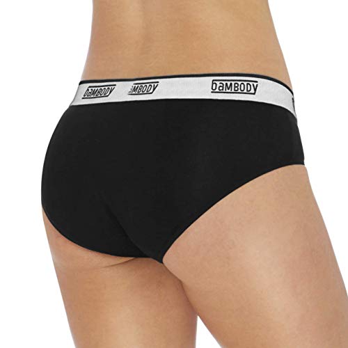 Bambody Absorbent Hipster: Sporty Period Panties | Protective Active Wear Underwear (X-Large, 3 x Black)