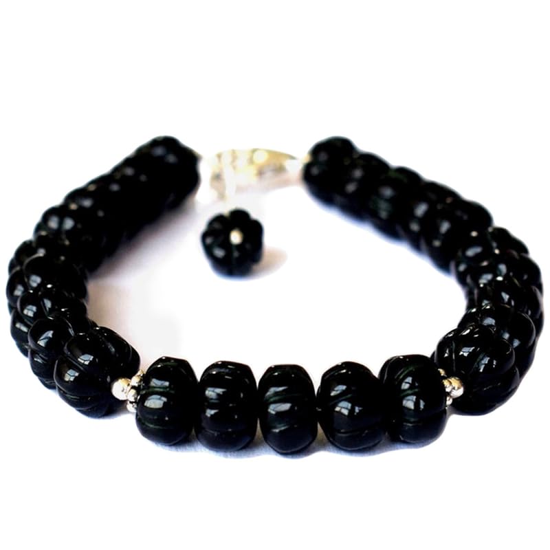 Bracelet onyx noir 8mm ajustable, résoud le problème de taille pour homme et femme