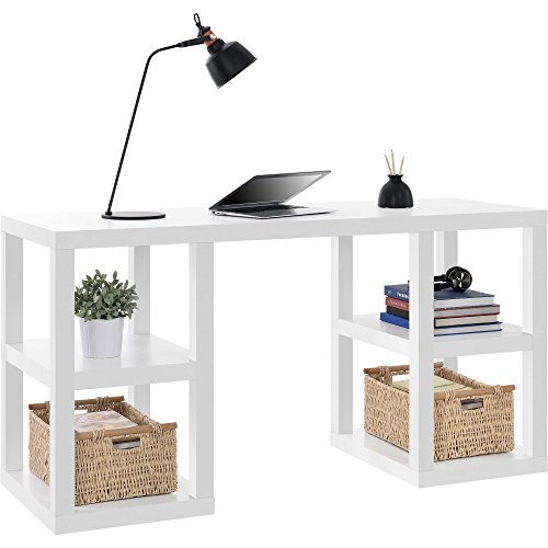 Ameriwood Home Parsons Double Pedestal Computer Desk, White