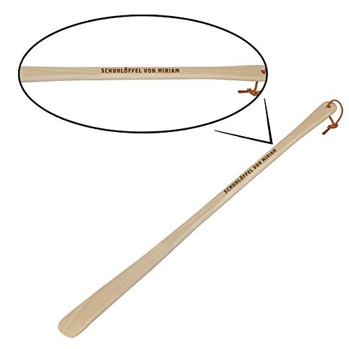 Großer Schuhlöffel Buchenholz geölt 63cm mit Lederband - Personalisierte Geschenkidee ideal für Reisen Mann, Frauen, Kinder, Senioren oder Geburtstag - Schuhhorn mit Gravur mit Wunschname Cover