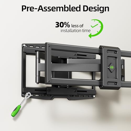 Image of USX MOUNT 8 inch Sliding Design /Heavy Duty Full Motion TV Wall Mount for 32-120 inch TVs, Ultra-Large Dual Arm Mount for 16 /18 /24 inch Studs with Swivel,Tilt&Level /Preassembled, Max VESA 900x600 up to 165lbs