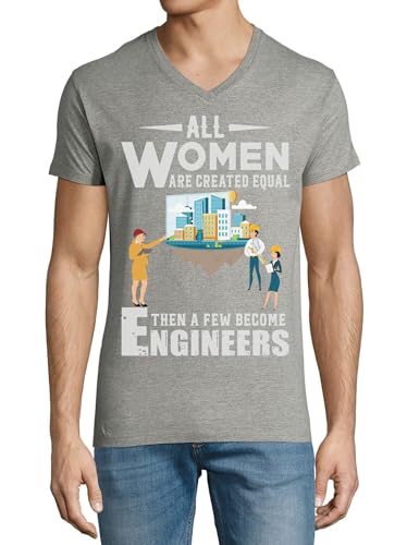 T-shirt ingénieur homme col V gris en coton imprimé à manches courtes taille S au XXL