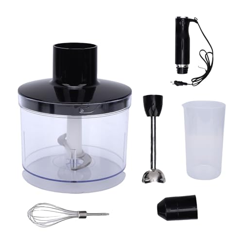 Jenngaoo Batidora de Mano Inmersión, Set 4 en 1 400W Acero Inoxidable con Vaso Medidor y Accesorio Picador para Sopas Smoothies Salsas