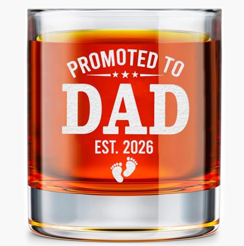 MINIVINE New Dad Gifts - First Father Day Gifts for First Time Daddy To Be, Expecting Boy Girl Father - Baby Shower Gifts for Men - Promoted to Dad 2026 10oz Whiskey Rock Glass