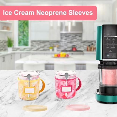 image for lasuroa 2pcs Ice Cream Neoprene Sleeves, Tie-Dye Prints Reusable Insul
