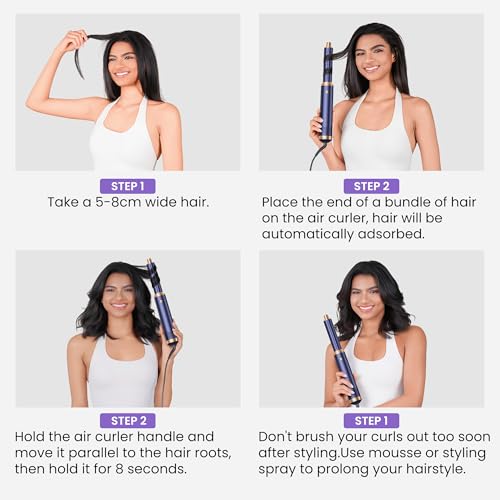 Image of Blow Dryer Brush, Upgrade 5 in 1 Hair Dryer Brush Air Curler Air Curling Wrap Styler, Detachable Hot Air Brush Negative Ion Curling Brush Iron, Hair Styling Tools for Drying Curling Straightening
