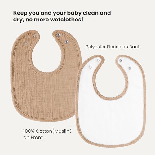Image of Konssy Muslin Baby Bibs 8 Pack Baby Bandana Drool Bibs Cotton for Unisex Boys and Girls, Soft Absorbent Set for Teething and Drooling