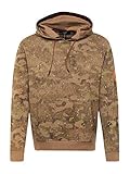 Das Sweater ist locker geschnitten und hat eine Kapuze.