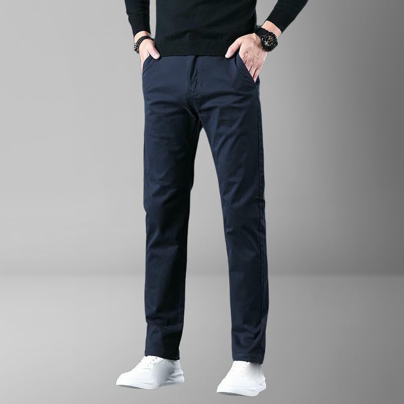 Men's Spring Autumn Loose Straight Business Khaki Casual Pants3