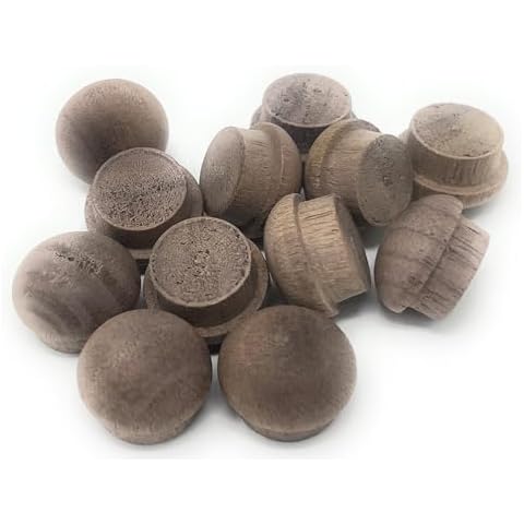 Valchemist Walnut Button Top Wood Plugs for Stairs and Furniture Screw Holes 1/2" Pack of 12 Cover