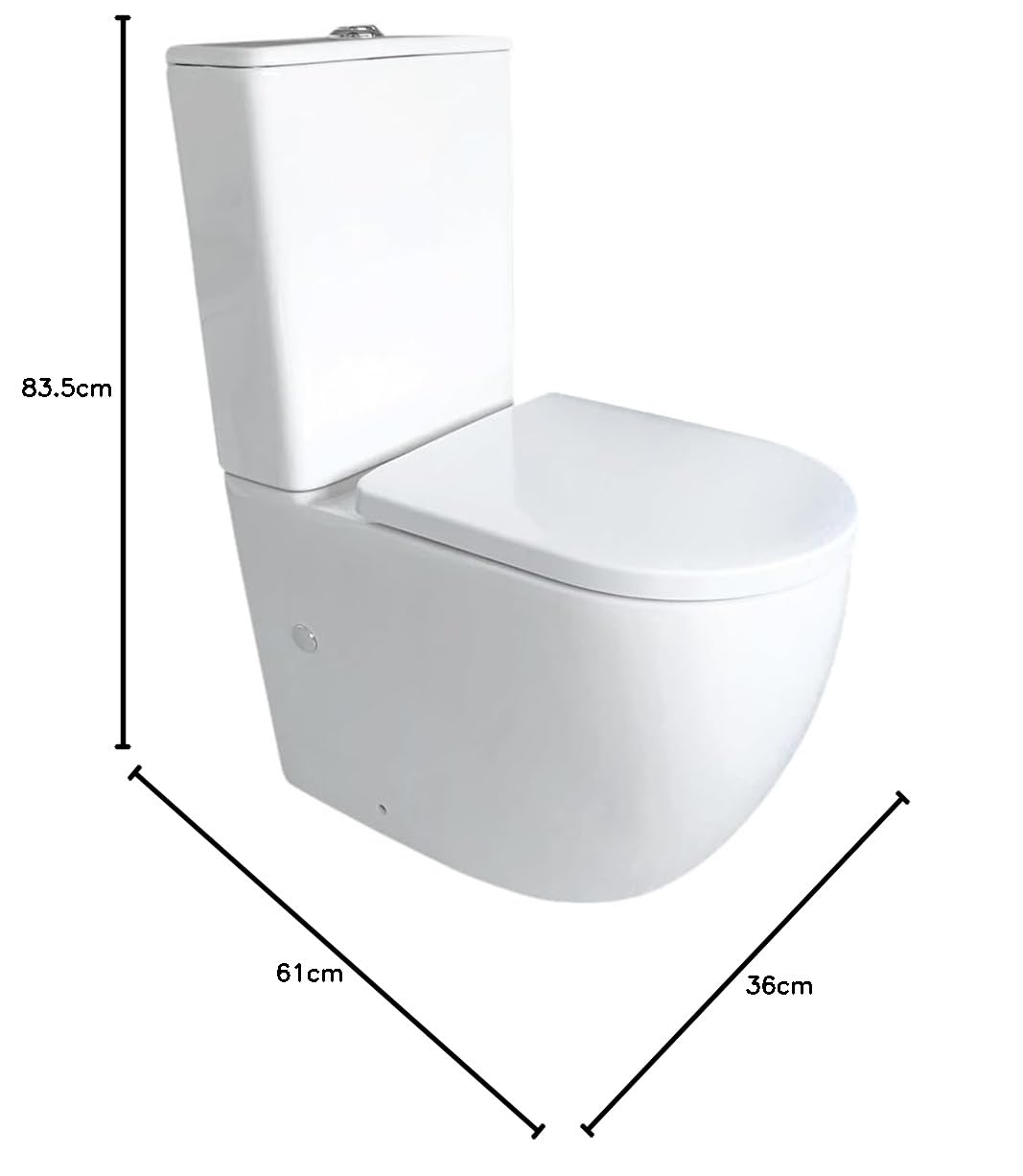 Inodoro Completo - WC Inodoro Completo con Sistema Rimless Antibacterias - Vater Baño con Tapa Dura Extrafina Amortiguada - Salida Dual Eficiente con Ahorro de Agua - WC para Hogar Blanco