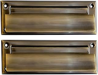QCAA Solid Brass Mail Slot, with Solid Brass Interior Frame and Solid Brass Back Plate, 8-7/8''X2-7/8,Antique Brass 1 Pack, Made in Taiwan