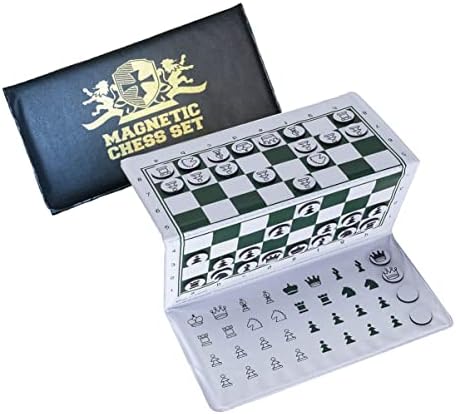 WE Games Magnetic Chess Set, Mini Travel Chess Board with Magnetic Pieces, Pocket Chess Set for On-the-Go Practice 2 Extra Queens and Blanks for Learning, Foldable Travel Chess Set for Adults and Kids