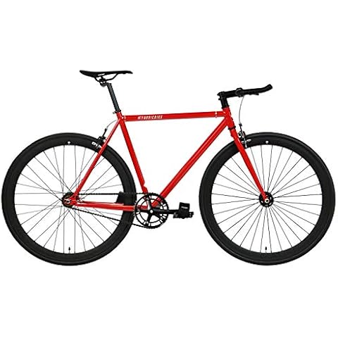 FabricBike Original Pro- Fixie Bike, Flip-Flop Fixed Sprocket, Single Speed, Hi-Ten Steel Frame, 10,45 kg. (Size M) (S-49cm, Pro Red & Matte Black) Cover