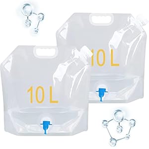 2 stuks draagbaar drinkwater, 10 l watertank opvouwbaar met tapkraan, waterjerrycan opvouwbaar, voor op reis, voor camping, outdoor-uitstapjes, PE-plastic, BPA-vrij, 2 stuks