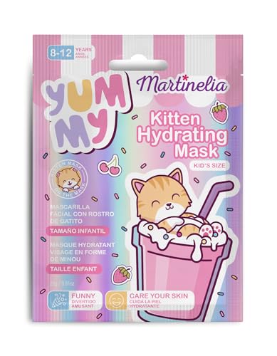 Martinelia Masque Visage Enfant en Tissu Chaton Imprimé - Masque Tissu Hydratant Amusant pour Enfant 8-12 ans - Routine Beauté Hydrate la Peau des Petits, Garçon et Fille, Pose Facile - 1 Unité – vue 2
