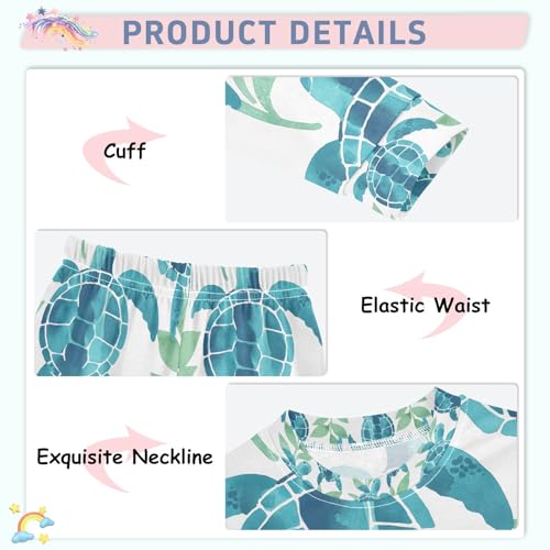 senya Green Turtle with Grass Pajamas Set Long Sleeve Soft Cotton Sleepwear 2 Piece4