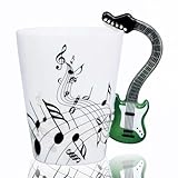 LanHong Guitar Mug Guitar Coffee Mug Gift for Guitar Players Musician - 13.5 oz Guitar Cup Gifts for Music Lovers - Music Coffee Mugs Birthday Christmas Gifts for Men Women (Green)