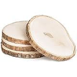 4 Pack Large Natural Wood Slices Round Oval Rustic Slabs Unfinished Wood Sanded Ellipse 8”-10” for Wood Burning Wedding Centerpiece Table Birthday Party Baby Shower Decoration Craft