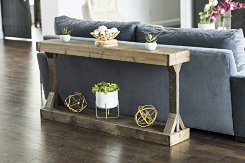 Barb Large Console Table Solid Wood by Del Hutson Designs (Dark Walnut) - Thumbnail 3