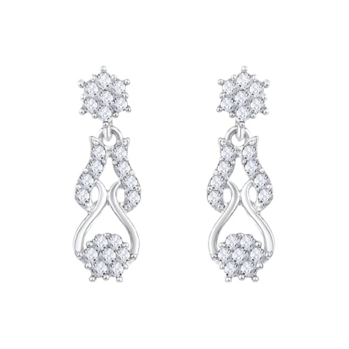 Image of Atasi International American Diamond Style Silver Plated Necklace with Earrings Jewellery Set for Women - Perfect for Party, Wedding, and Engagement
