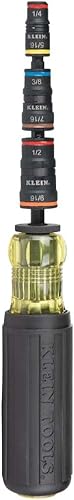 Miniatura 8 de Klein Tools Destornillador de impacto 32910, juego de llaves de impacto SAE 7 en 1 con mango, zócalo abatible con tamaños de destornillador de