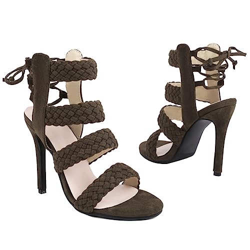 Sandales stiletto vertes en suède chic avec bout pointu élégant - 4