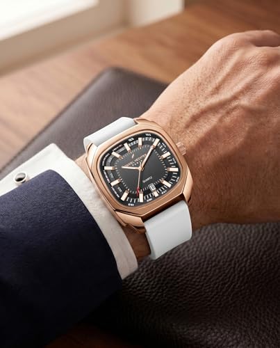 Image of Daniel Hechter Paris Marie Collection Analog Watch for Men with Square Dial, Date Display, Quartz Movement & Silicone Strap