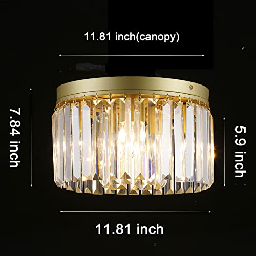Loclgpm Mini Crystal Ceiling Light Fixture, Small Flush Mount Gold Crystal Chandelier, 2 Tier Morden Ceiling Fixtures For Kitchen Bedroom Living Room Hallway Entryway Bedroom Closet #TOP7