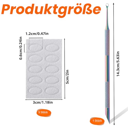 1 Stück Nagelhautschieber Edelstahl Manikürestäbchen Doppelkopf Cuticle Pusher mit 50pc Schleifpapier Nagelhaut Löffel Schieber Tote Haut Gabelentferner für Maniküre und Pediküre Nagelkunst