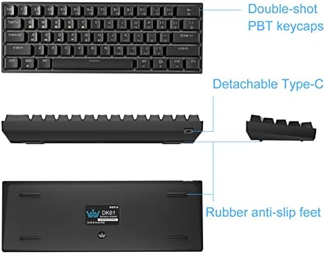 Dierya DK61E 60% Mechanical Gaming Keyboard,Gateron Optical Switch RGB Backlit Wired PBT Keycap Waterproof Type-C Mini Compact 61 Keys Computer Keyboard with Full Keys ProgrammableBrown switch