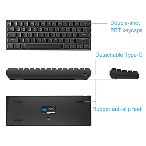 Image of DIERYA x KEMOVE 60% Mechanical Gaming Keyboard, RGB Backlit Wired PBT Keycap Waterproof Type-C Mini Compact 61 Keys Computer Keyboard with Full Keys Programmable (Gateron Optical Brown Switch)