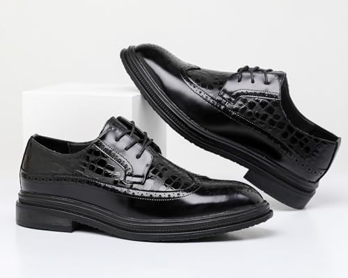 DADAWEN Men's Dress Shoes Classic Lace Up Wingtip Oxford Shoes Business Formal Shoes4