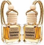 Car Air Freshener – Sandalwood Signature Scent, 10ml (2 Pack) Luxury Hanging Diffuser, Long Lasting Car Perfume, Premium Glass Bottle, Made in Canada
