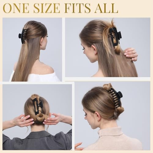 Image of ANNA CREATIONS 8 pcs Korean Fashion Matte Hair Claw Clips Strong Hold Clutcher for Thick & Thin Hair Accessories Clutches for Women & Girls (Black)