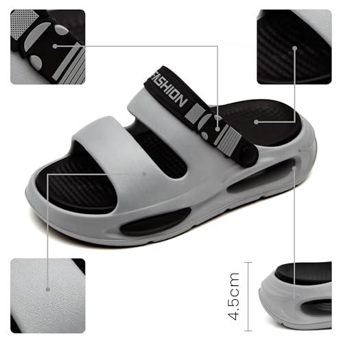 Image of Men's Slide Sandals Indoor and Outdoor, Casual Platform Slide Sandals for Men Spring Summer, Lightweight Comfortable Cushioned Open Toe Men's Slippers Shoes Gray 10