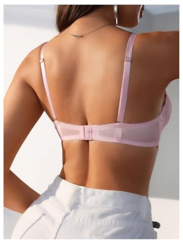 Image of RoseSeek Women's Sheer Lace Underwire Bras Backless Push Up Bra Lingerie