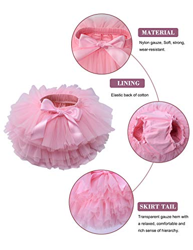 Baby Girls Tutu Bloomers Diaper Cover Cotton Tulle Bloomers and Headband Set Pink 3-6 Month