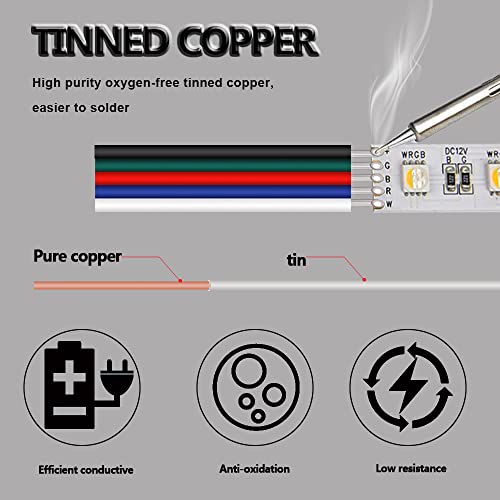 Aotoink 30M/100Ft Rgbw Led Extension Cable 22 Gauge 5Pin 12V Dc Electrical Wire 5 Colors 22Awg Wires With 10Pcs Connectors For Rgbw 3528 5050 Led Strip #TOP1