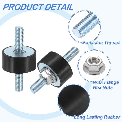 QUARKZMAN 2 Stück Gummipuffer M8 x 23mm, 15 x 30mm Gummifuß Mit Schraube Naturgummi Verzinkter Stahl Antivibrationspuffer für Luftkompressoren Pumpen Motoren Industriemaschinen
