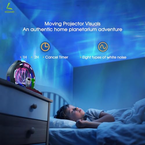Image of L LOHAS LED Galaxy Projector Night Light, Space Portal Night Light | Static Electricity Ball with Stargate, White Noise Sound Machine, Bluetooth Music, Clock /Timing Globe Lamp for Bedroom