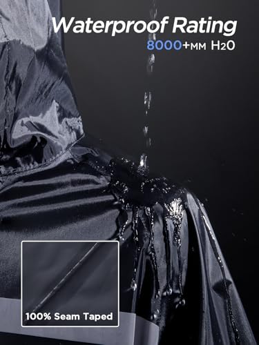Image of Mens Long Safety Rain Coats with Air Vents Reflective Stripes Waterproof Packable Rain Jacket with Hood Lightweight