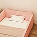 JOYMOR Toddler Bed, Toddler Floor Bed Frame with Guard Rails, Soft Velvet Bed for Infant, Kids Boys and Girls, Mattress not Included (Pink)