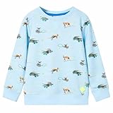 vidaXL Kinder Sweatshirt Pullover Pulli Langarm Rundhalsausschnitt Hellblau Melange 116