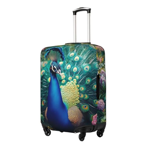 Elastic Luggage Cover Anti Scratch Dirt Covers, Peacock Vibrant Plumage Travel Luggage Cover Suitcase Protector Fits 23-26 Inch Luggage2