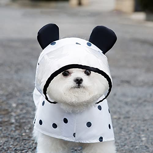 Elegantstunning Pet Dog Transparent Raincoat With Hood Polka Dot Bear Poncho Rainproof Jacket For Small Medium Dogs White Xl (Weight 5.5-7.5Kg) #TOP4