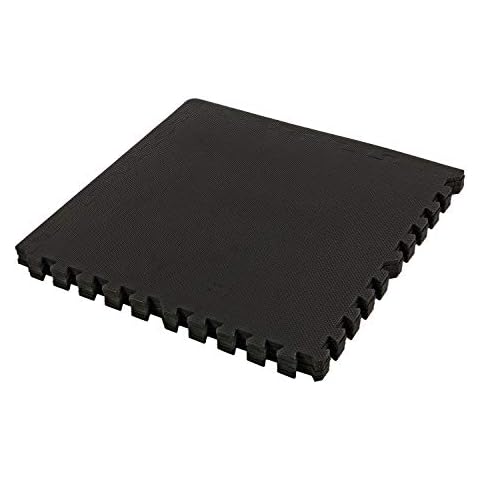 Bond Hardware Black Interlocking Soft Foam Floor Mats - 4 Pieces EVA Puzzle Cross Texture Tiles Protective Flooring Set - Protector, Surface Protection Mat for Gym Fitness Basement Garage, 16 SQ FT Cover