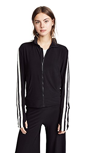 Norma Kamali Women's Side Stripe Turtle Track Jacket, Black/Engineered Stripe, Small