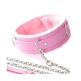 YAEHOCO Leather Collar Choker Necklace for Women, Punk Gothic Handmade Choker Adjustable Pink Furry Collar Jewelry Dresses
