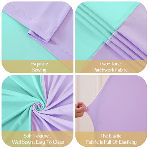Image of Purple and Blue Arch Cover 2 Set-7.2FT and 6FT Arch Backdrop Cover Spandex Fitted Mermaid Arch Stand Covers for Under The Sea Birthday Party Wedding Baby Shower Ceremony Photo Background